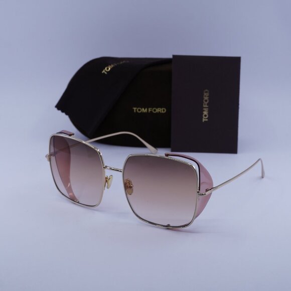 Tom Ford FT0901 28F Toby 02 Sunglasses Gold/Purple Square Frame, Brown Lenses - Picture 11 of 11